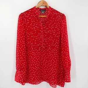 Sheer Polka Dot Long Sleeve Button Up Blouse Large 12-14 GEORGE by Mark Eisen